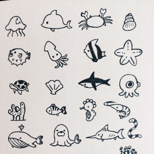 海洋生物简笔画胖九游会J9 J9九游会嘟嘟的河豚卖萌的魔鬼鱼进来看看吧(图1)