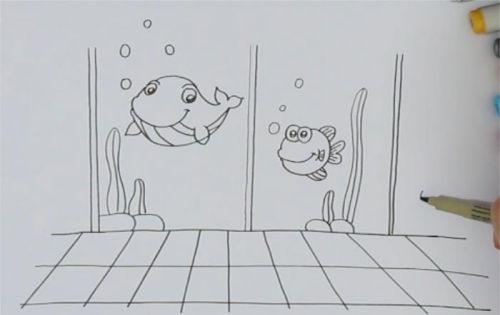 彩色海洋馆简笔画图片大全J9九游会 九游会J9 儿童画海洋馆简笔画步骤画法(图2)